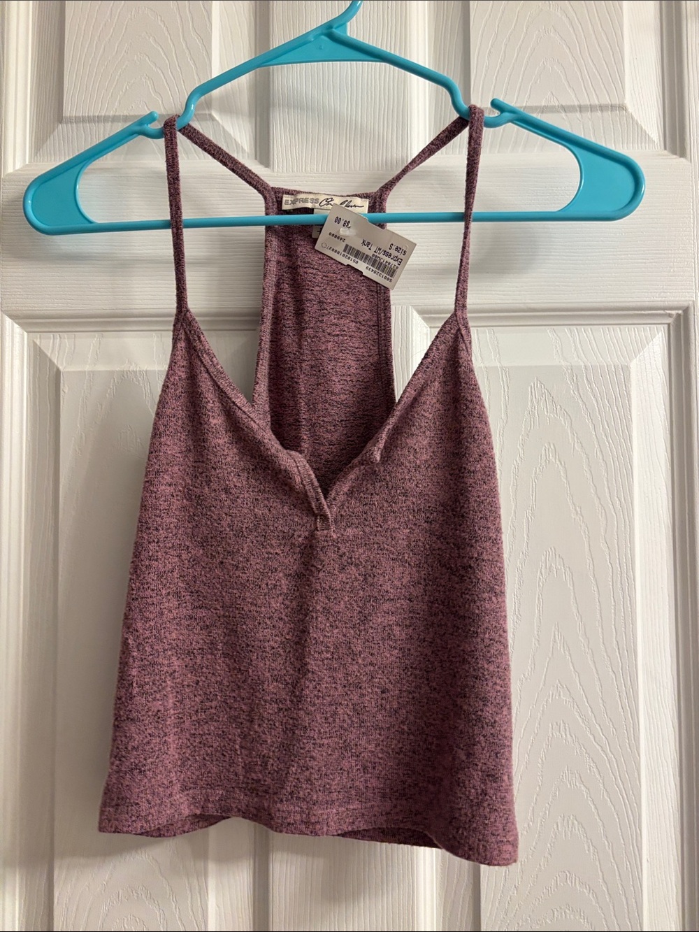 Express Heathered Mauve Spaghetti Strap Razorback cropped tank